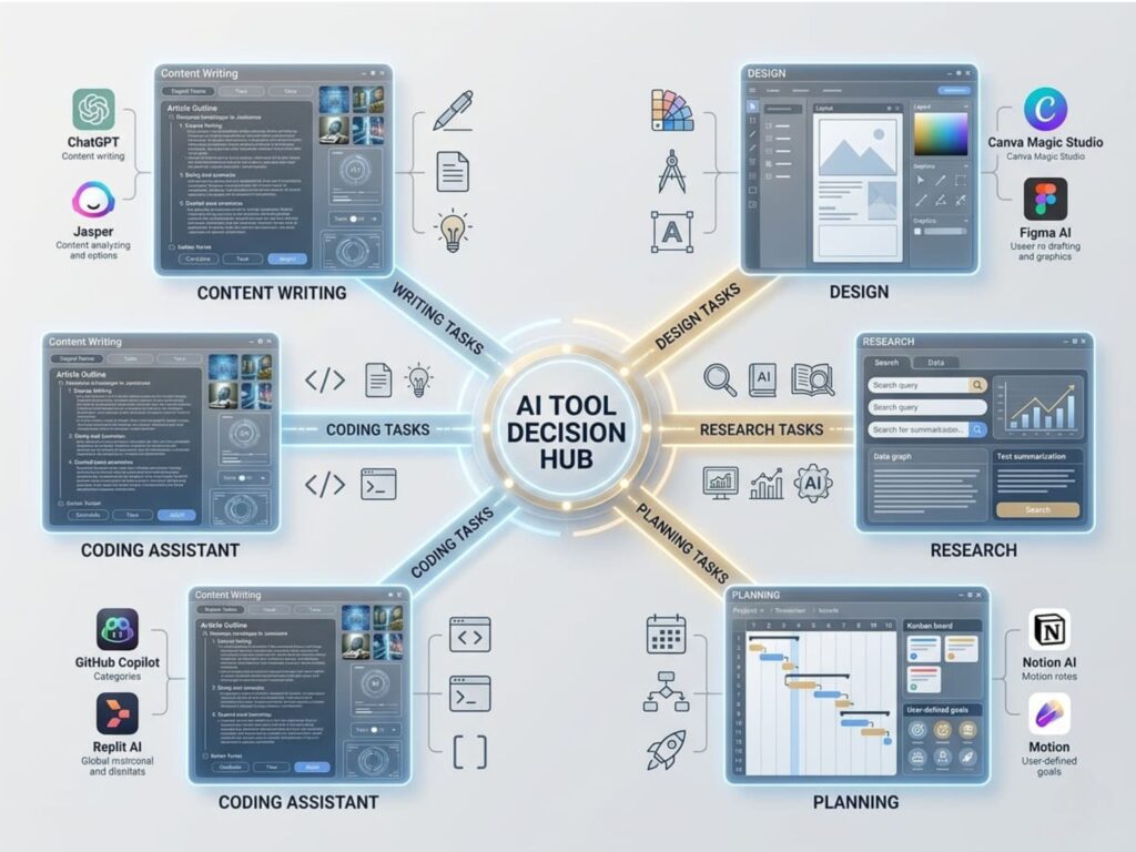 when to use which tool a simple decision guide AI Tools for Beginners in 2026: The Only Guide You Need to Start, Learn, and Grow