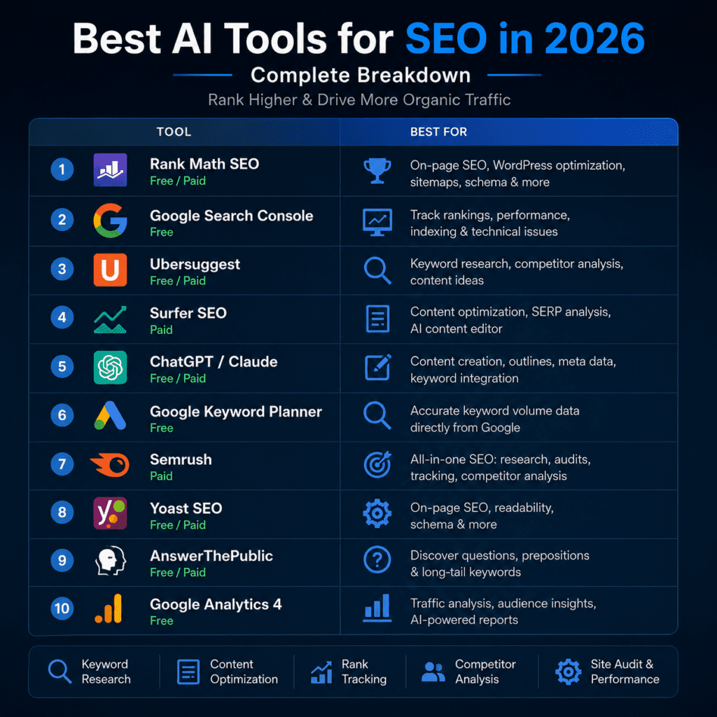Best AI Tools for SEO in 2026: Complete Breakdown 