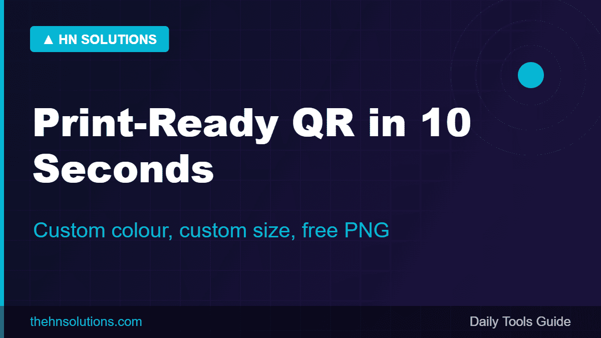 Print-ready QR code in 10 seconds — custom colour, custom size, free PNG