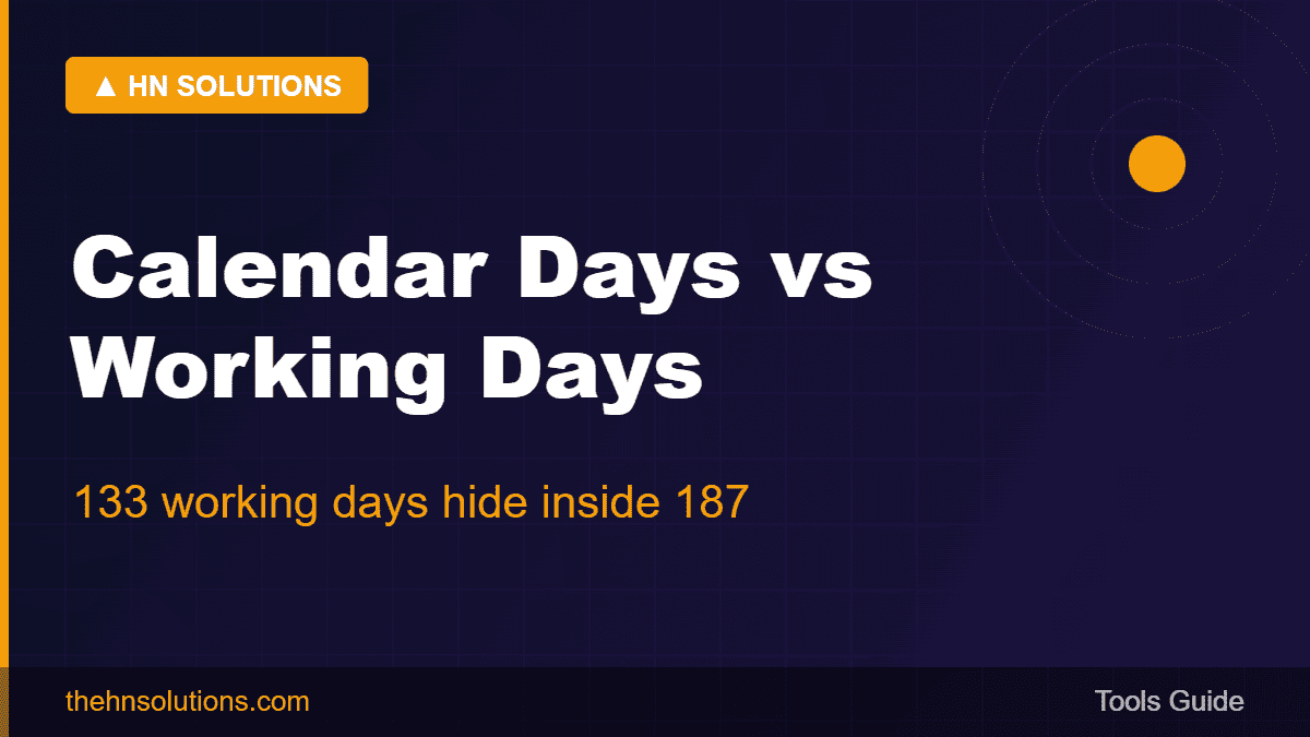Calendar days vs working days — 133 working days hide inside 187